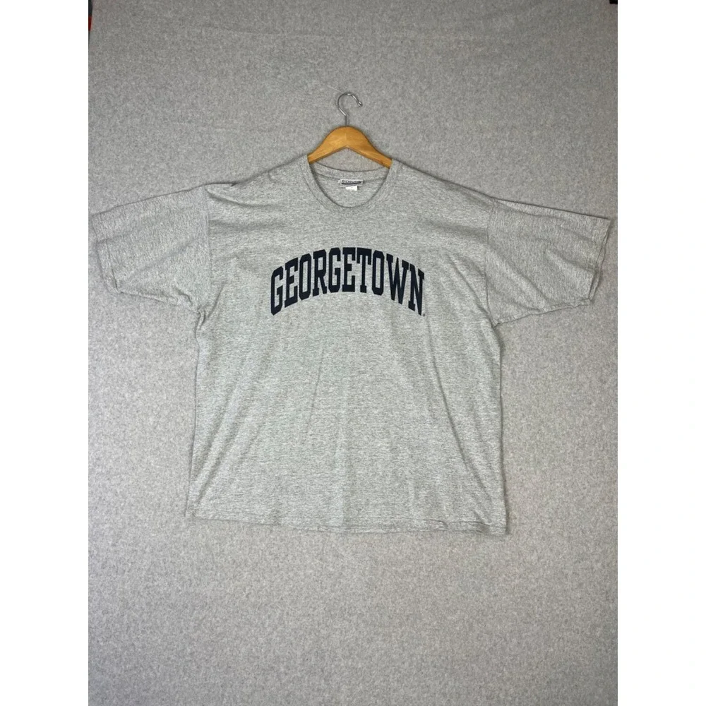 Vintage Georgetown University Hoyas Shirt Mens 2XL Gray Short Sleeve Made USA